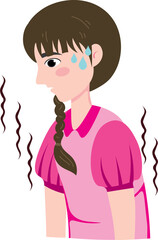Tired and thirsty girl cartoon character illustration