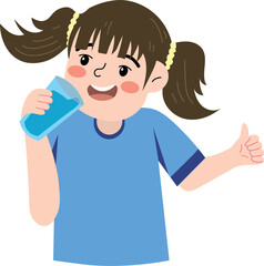 Happy kid drinking water