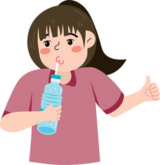 Healthy life concept with kid drinking water