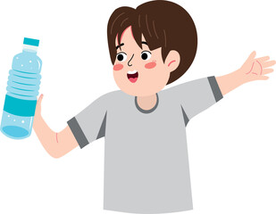 Water drinking habit for kids vector design