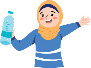 Cute children staying hydrated illustration