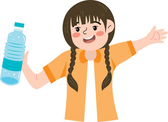 Child character promoting drink water habit