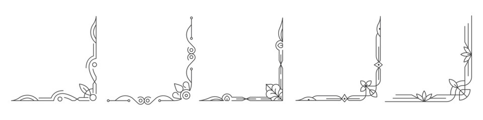 Set of Vintage Corner Frame Decoration Design Element, Vignette, Border