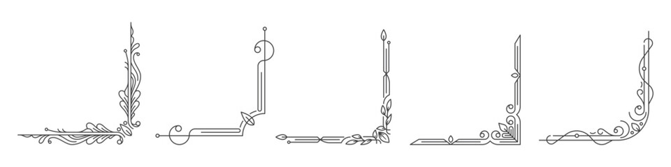 Set of Vintage Corner Frame Decoration Design Element, Vignette, Border