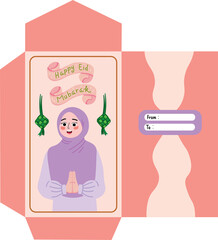 Angpao for Idul Fitri with Muslim character