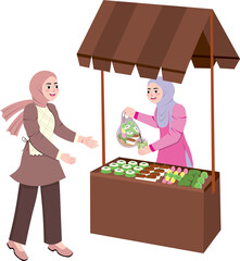 People Buying Takjil Snacks Before Iftar in Ramadan


