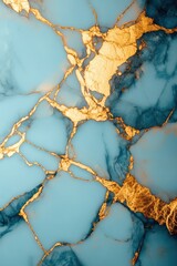 Abstract blue marble with gold veins close-up artistic luxury background texture design from above studio shot for print
