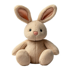 Obraz premium Adorable beige bunny rabbit plush toy, sitting. Soft and cuddly, perfect for children.