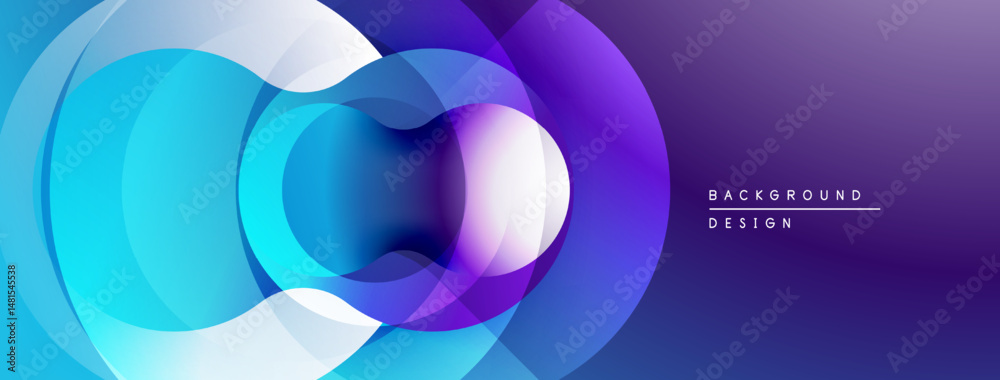 Leinwandbilder Abstract circles overlap, creating vibrant blue, purple gradients. Modern design element for backgrounds, presentations. Smooth transitions visible.