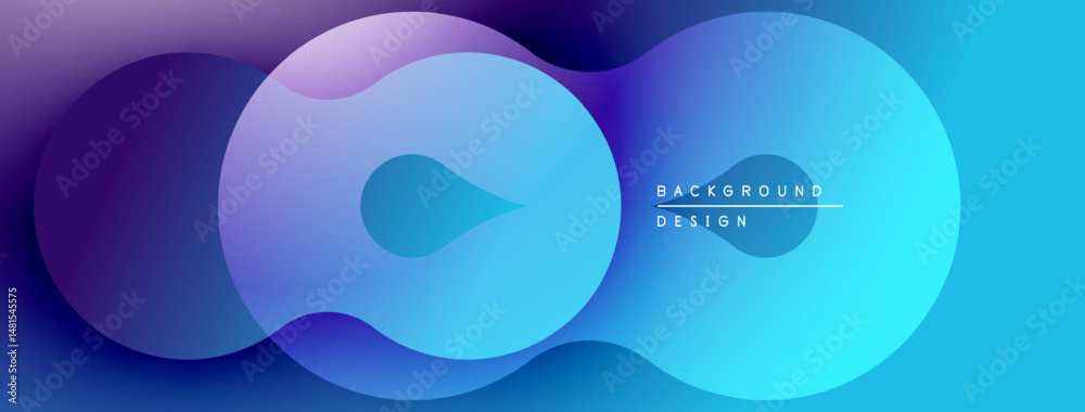 Aufkleber Abstract fluid shapes overlap, creating vibrant purple, blue gradient. Modern design element for backgrounds, presentations.