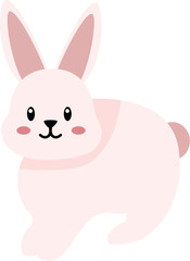 Cute Pink Bunny: Simple, Flat Vector Illustration with Rounded Shapes