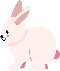 Obraz premium Pastel Pink Bunny: Cute Cartoon Illustration, Isolated White Background