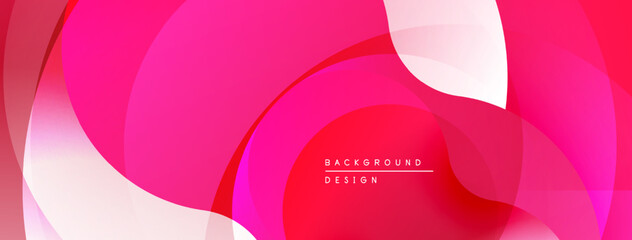 Abstract fluid shapes, pink hues dominate. Overlapping layers create dynamic visual effect. Modern design element for backgrounds.
