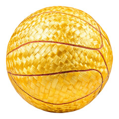 Yellow Woven Ball with Braided Texture on Transparent Background