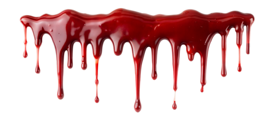 Dripping Crimson: A close-up, stark image captures the vivid texture and dramatic visual impact of thick, dripping crimson fluid.