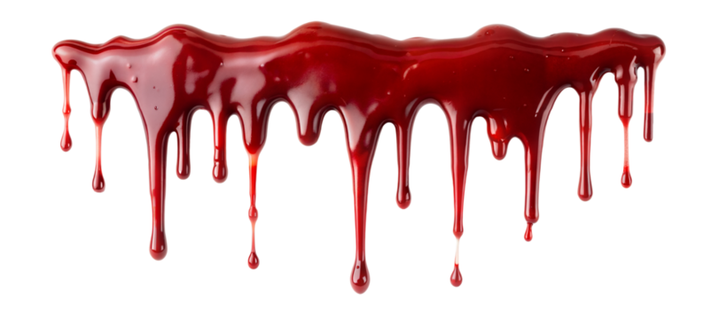 Dripping Crimson: A close-up, stark image captures the vivid texture and dramatic visual impact of thick, dripping crimson fluid.