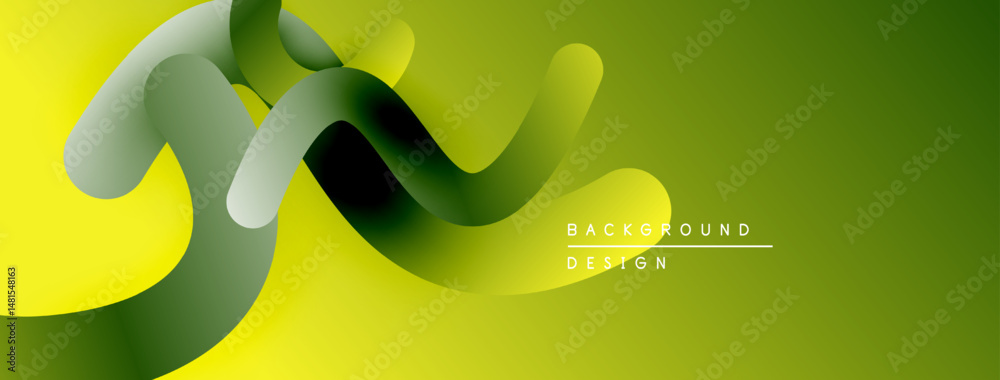 Fototapete Abstract yellow, green gradient waves. Modern design element for backgrounds, presentations, digital art. Smooth shapes create dynamic visual flow.