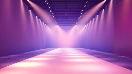 Fashion event showcasing a deserted runway podium.