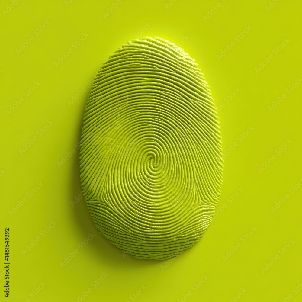 Poster Cyber Identity Dynamics Minimalist Biometric Fingerprint Visualization in Vibrant Neon Green - Digital Authentication and Privacy Innovation