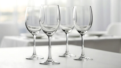 Fototapeta premium Elegant Crystal Wine Glasses Set of Four for Fine Dining