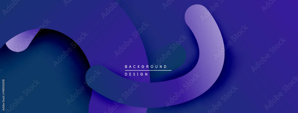 Leinwandbilder Abstract blue background features layered shapes. Smooth curves create depth, modern design. Minimalist aesthetic, suitable for digital projects.