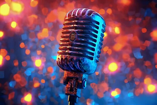 Artistic poster for a karaoke event or comedy show.