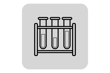 Simple illustration of three test tubes in rack. Scientific education and experimentation in laboratory environment concept