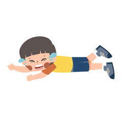Cartoon Boy Crying, Lying Down, Tears, Upset, Sad, Isolated, Illustration.