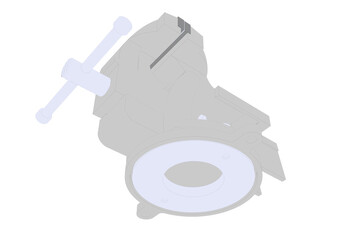 Vector 3D Line Art cartoon Solid flat color Technical illustration design Minimalist Simplified 2D Clean gray GREY MULTIPURPOSE PIPE BENCH VISE TABLE PINCERS