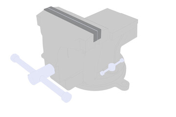 Vector 3D Line Art cartoon Solid flat color Technical illustration design Minimalist Simplified 2D Clean gray GREY MULTIPURPOSE PIPE BENCH VISE TABLE PINCERS