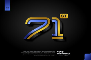 Sleek 3D Number 71 Design in Blue and Gold for Modern Anniversary Celebration on Dark Background