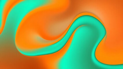 3D abstract liquid wave in orange and teal, flowing vector curves, smooth professional background for business slides, minimal clean gradient, abstract vector style