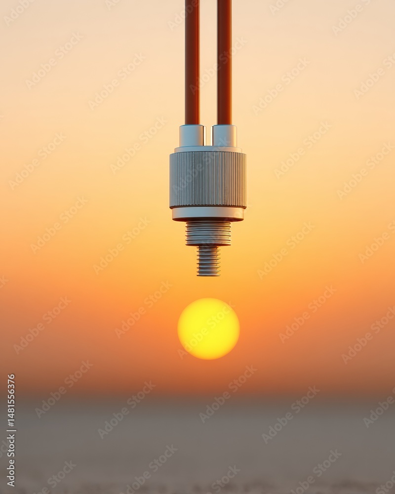 Poster precision engineering meets golden hour minimalist industrial sensor design symbolizing technologica