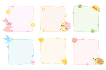 春のフレームセット　四角　イラスト © コン