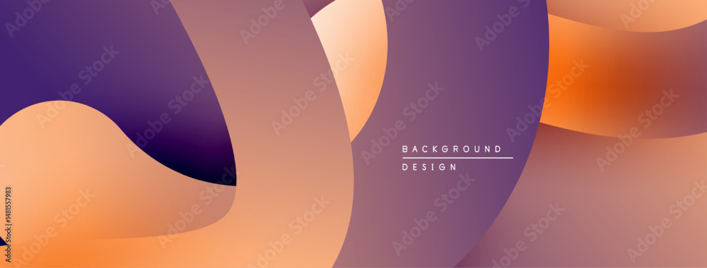 Fototapete abstract fluid shapes, orange, purple hues create modern background. minimalist design with gradient