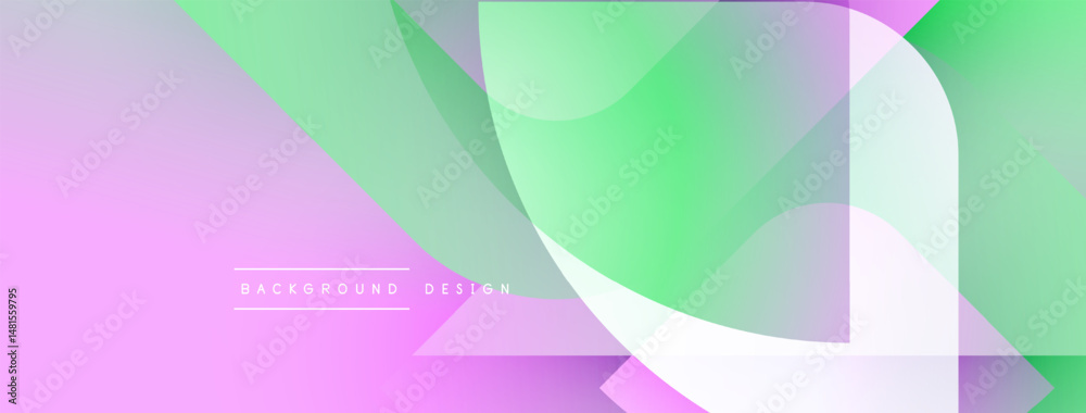 Poster Abstract gradient background. Soft pink, green hues blend. Overlapping shapes create dynamic visual effect. Modern design element.