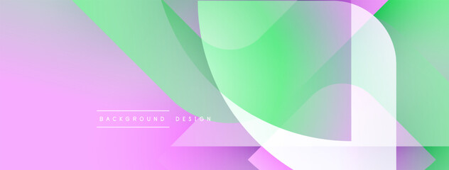Abstract gradient background. Soft pink, green hues blend. Overlapping shapes create dynamic visual effect. Modern design element.