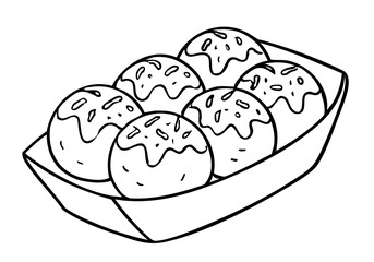 Takoyaki Treat Japanese Street Food Vector Illustration