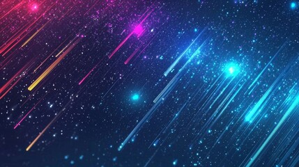 Fototapeta premium A mesmerizing rainfall of colorful meteor streaks.