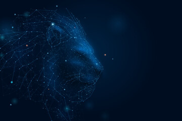 Digital lion constellation representing courage and Leo zodiac © Kannapat