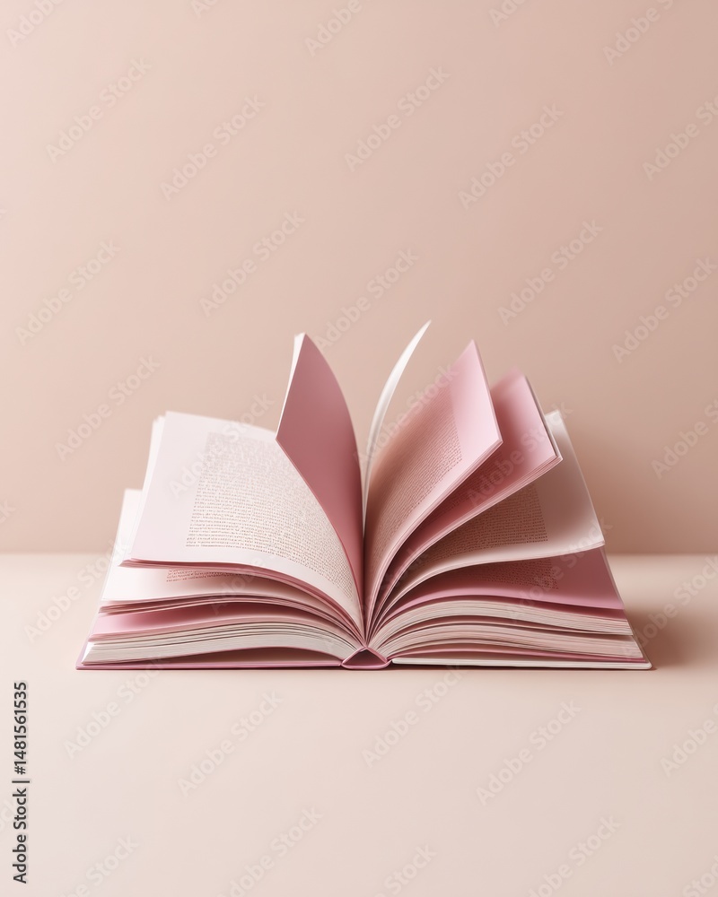 Poster mindful reading sanctuary soft pink aesthetic book styling for digital wellness and content creation