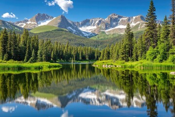 Serene Mountain Lake Reflects Sky