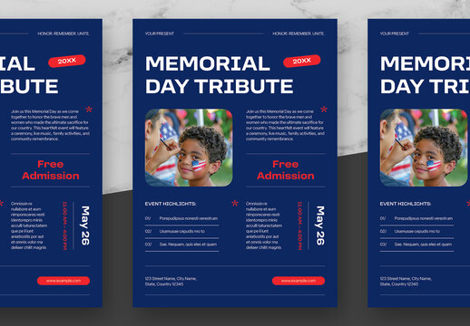 Blue And Red Memorial Flyer