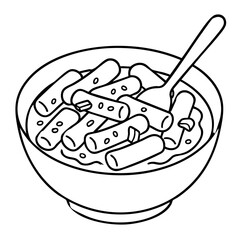 Tteokbokki Spicy Rice Cake BowlLine Art Illustration