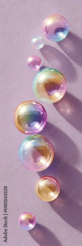 Poster ethereal pastel bubble art minimalist digital wellness aesthetic exploring soft iridescence and tran