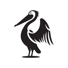 pelican vector silhouette clip art logo design illustration