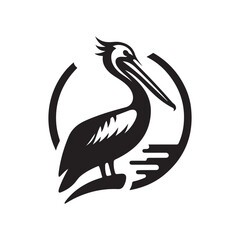 pelican vector silhouette clip art logo design illustration