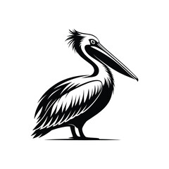 pelican vector silhouette clip art logo design illustration