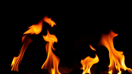 A group of heat energy bonfire groups that burn the fuel On a black background It is a picture of the background design that gives light in close range.