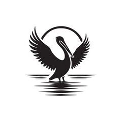 pelican vector silhouette clip art logo design illustration